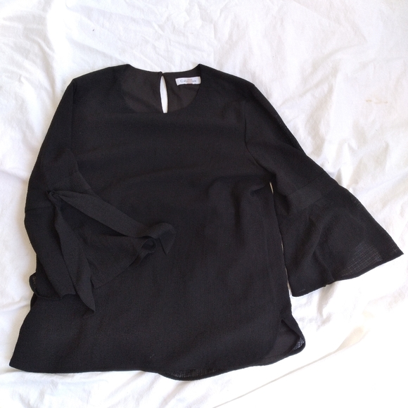 Calvin Klein textured bell sleeve blouse sz S - Picture 3 of 7